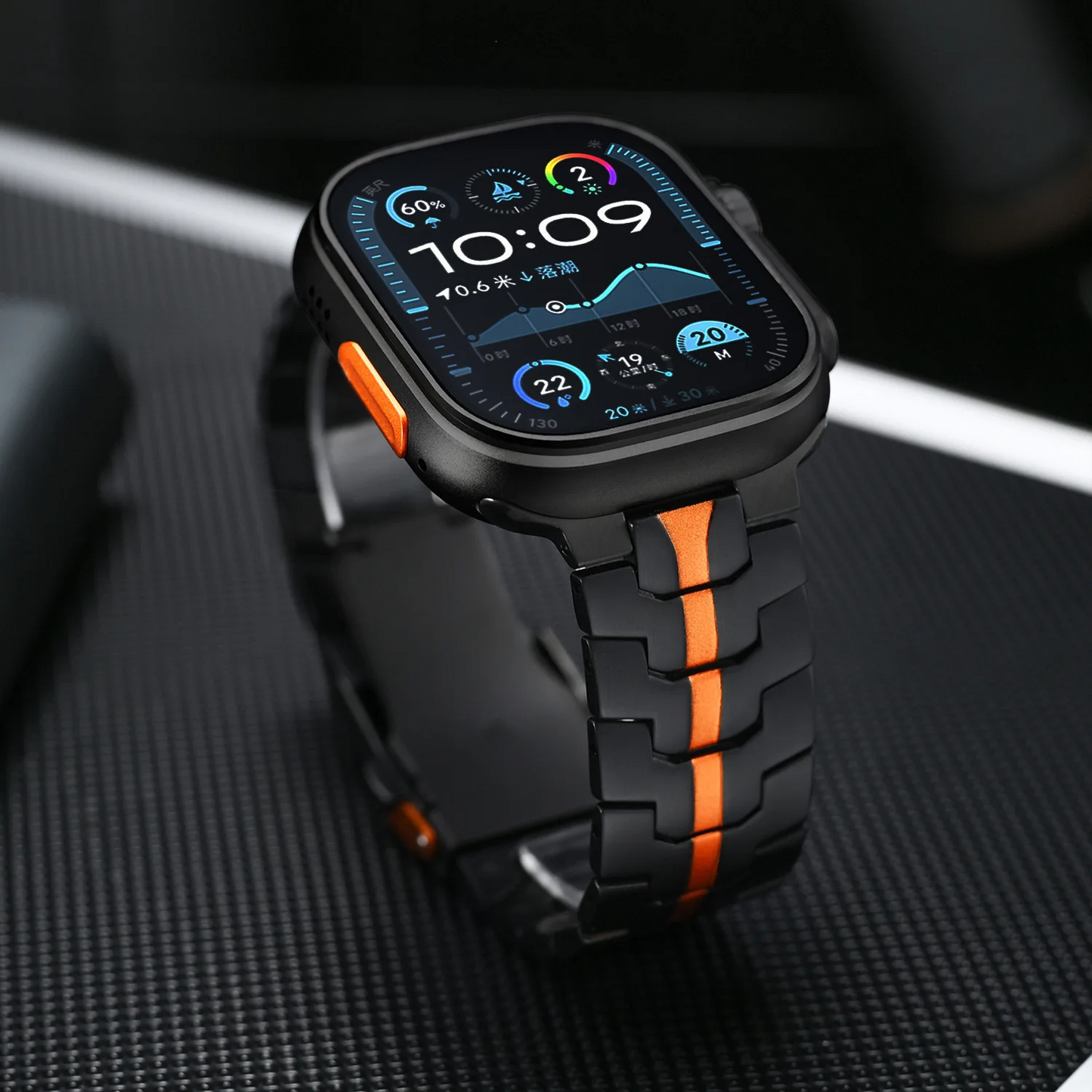 Luxury silver stainless steel Apple Watch band, premium metal strap for all Series.
