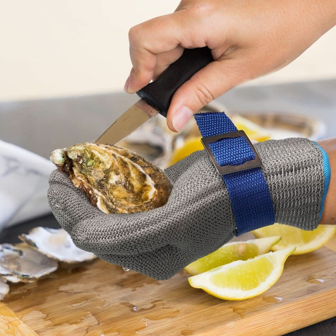 Durable stainless steel metal mesh gloves, cut-resistant for ultimate safety in kitchen & work.