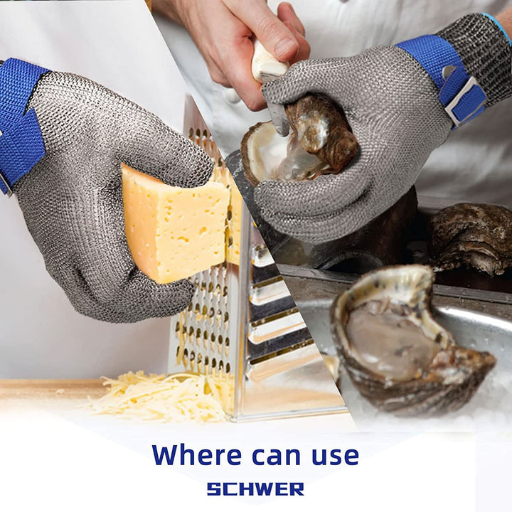 High-level cut-resistant gloves, stainless steel mesh for superior hand safety & injury prevention.