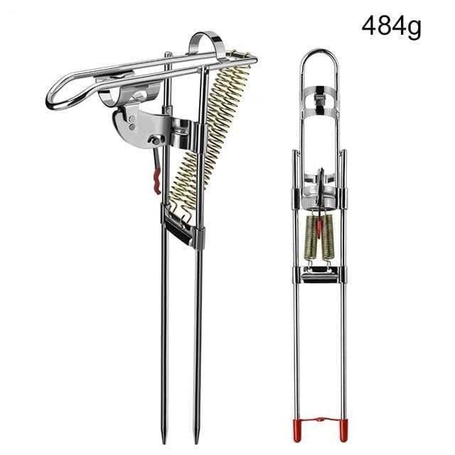 Hands-free fishing rod holder, made of robust stainless steel, with a convenient ground insert.