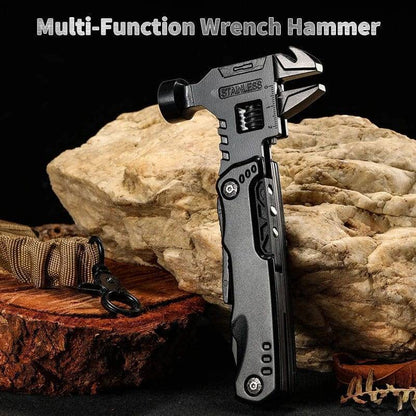 Unisex stainless steel multifunctional outdoor wrench tool, ideal for camping and hiking survival gear.