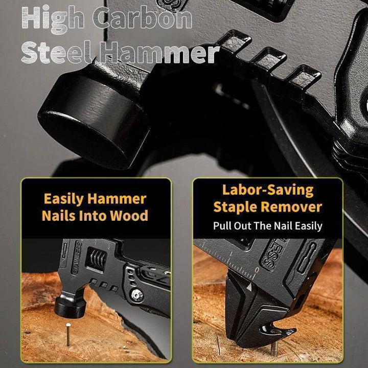 Compact outdoor wrench multi-tool made of stainless steel, perfect for sports and entertainment adventures.