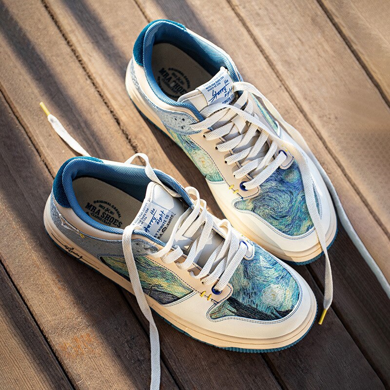Comfortable Starry Night artistic sneakers for men & women, featuring a slip-resistant sole and unique design.