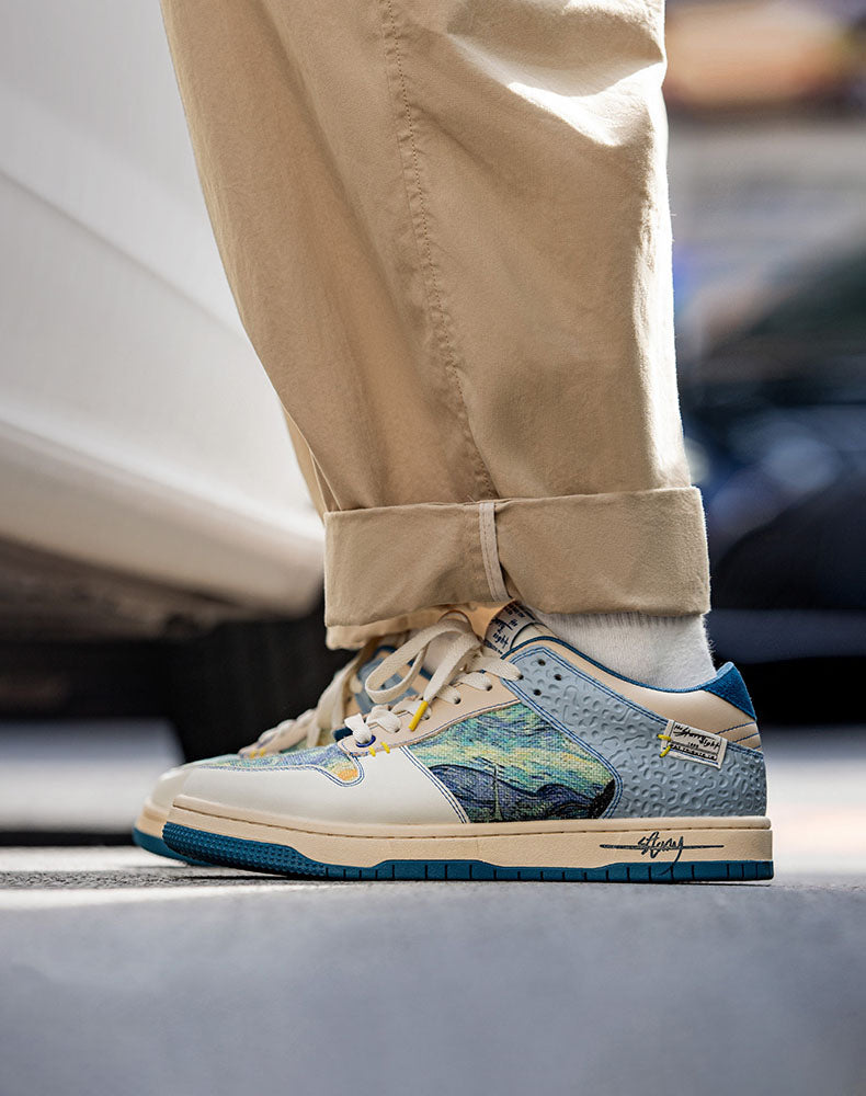 Colorful Starry Night casual sneakers for a unique urban look, featuring an artistic design and comfort sole.