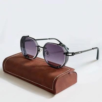 Vintage Steampunk fashion sunglasses for men & women, polarized lenses, classic cool shades.