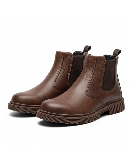 Unisex Steel Toe Chelsea Work Boots for safety & comfort, durable slip-on design for demanding job sites.