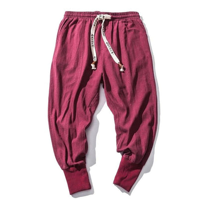 Unisex street style joggers in a comfortable linen-cotton blend. Modern, relaxed fit for casual wear.