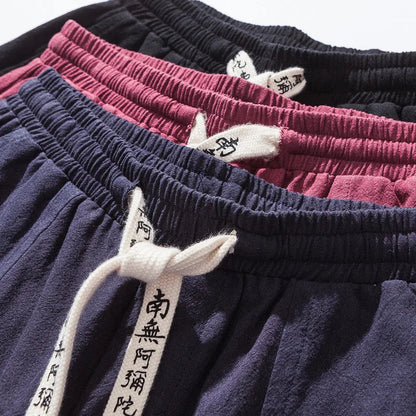 Comfortable linen-cotton blend unisex joggers with a relaxed fit. Essential street style casual wear pants.