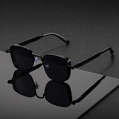 Black Unisex Striker Shades. Bold square frame sunglasses with UV protection & punk style.