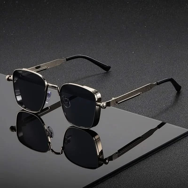 Gold Unisex Striker Shades. Square frame sunglasses for edgy fashion, UV protection & anti-glare.