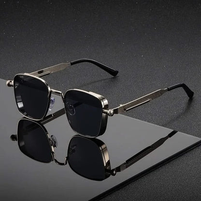 Gold Unisex Striker Shades. Square frame sunglasses for edgy fashion, UV protection & anti-glare.