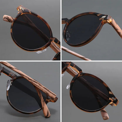Light brown round sunglasses, unisex and trendy. Offers complete UV protection for summer.