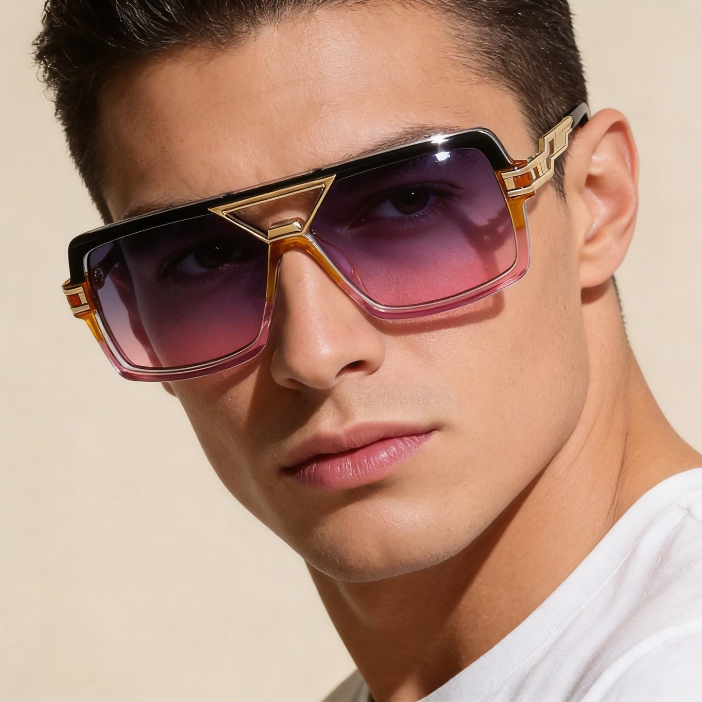 Fashionable woman wearing unisex UV400 sunglasses, a stylish eye protection accessory.