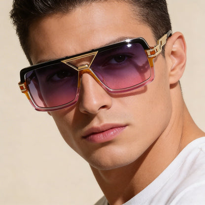 Fashionable woman wearing unisex UV400 sunglasses, a stylish eye protection accessory.