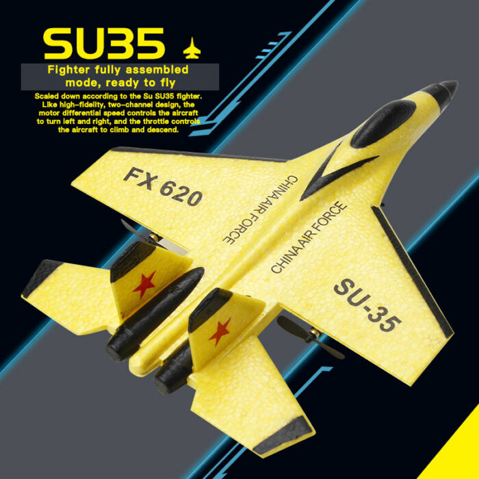 SU35 remote control fighter jet airplane with bright LED lights, ideal for thrilling outdoor RC plane adventures.