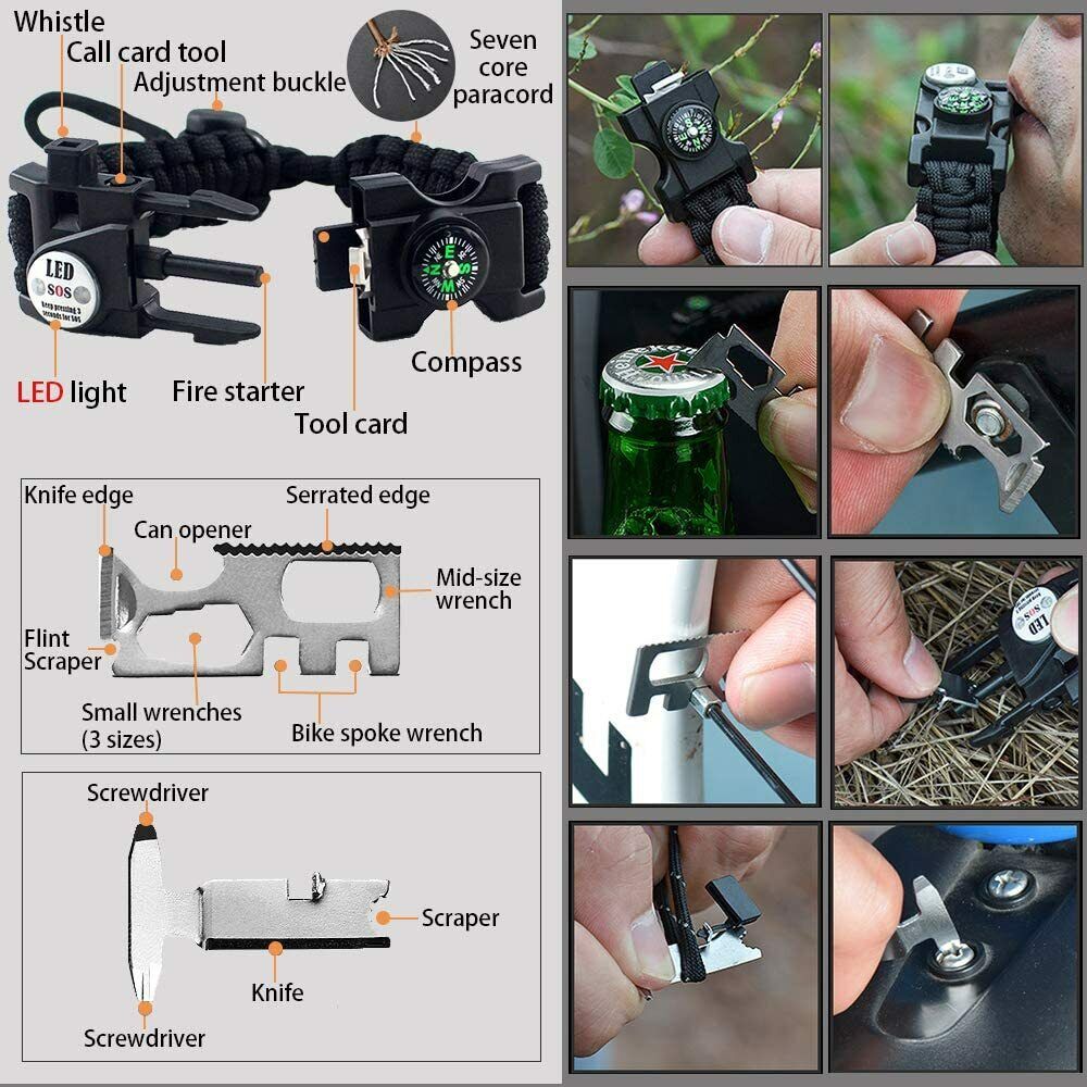 Durable paracord survival bracelet, a crucial camping accessory for outdoor enthusiasts