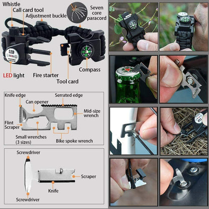 Durable paracord survival bracelet, a crucial camping accessory for outdoor enthusiasts