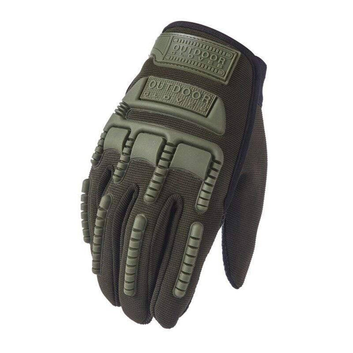 Close-up of the palm of unisex tactical gloves, showing enhanced anti-skid grip for military and work use