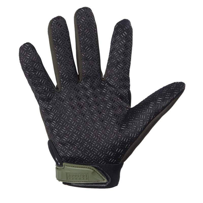 Overhead shot of tactical anti-skid gloves, showcasing the tough material and flexible design for hunting & outdoor sports