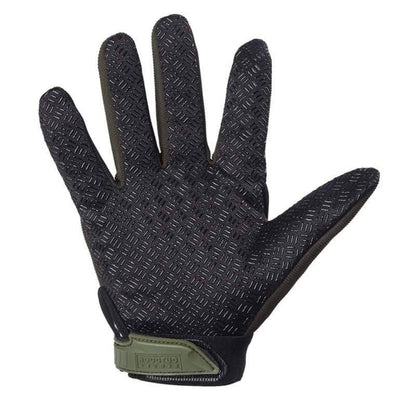 Overhead shot of tactical anti-skid gloves, showcasing the tough material and flexible design for hunting & outdoor sports