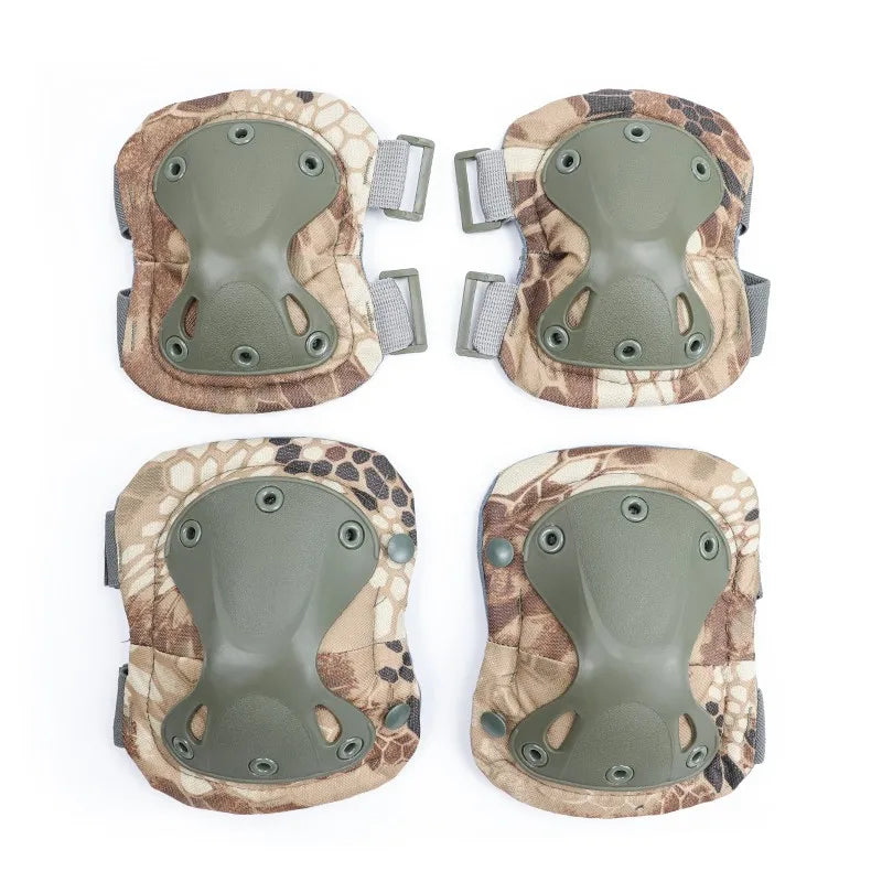 Pair of robust knee and elbow pads, unisex tactical protection for various outdoor activities