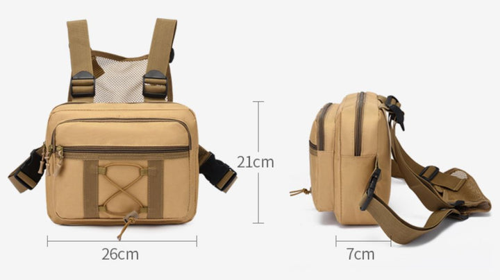 Water-resistant tactical chest rig bag for hiking & airsoft. Unisex design with multi-pockets.