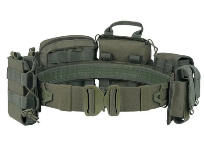 Tactical utility belt made of strong nylon webbing, adjustable and equipped with 8-in-1 Molle attachments