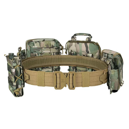 High-quality tactical belt featuring robust nylon, adjustable fit, and 8-in-1 Molle pouches for versatile use