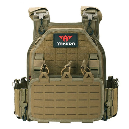 Adjustable shoulder strap of a tactical combat vest, black plate carrier with padding