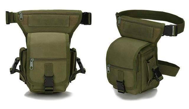 Multi-functional drop leg bag, black, for outdoor adventurers, hunters, and hikers.
