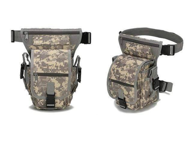 Black tactical leg bag, unisex, perfect for survival and outdoor activities, multiple compartments.