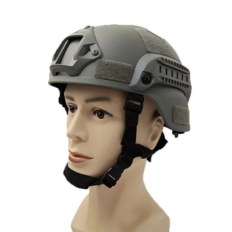 Lightweight tactical FAST helmet with adjustable straps for airsoft and paintball sports.
