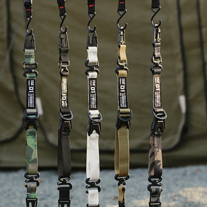 Durable nylon tactical strap hook clip attached to backpack for gear organization