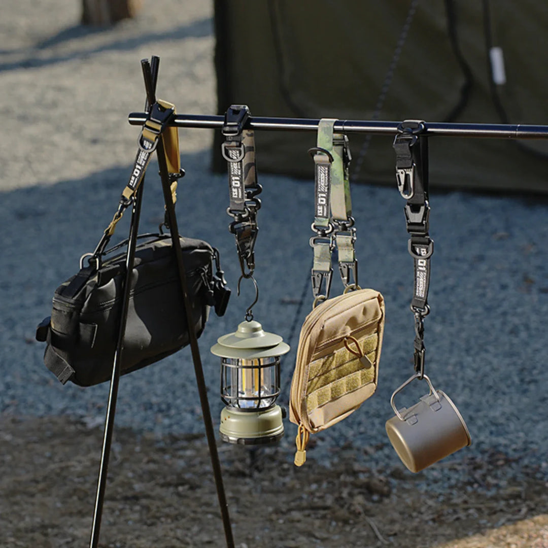 Set of tactical gear strap hook clips, versatile utility for camping and outdoor equipment