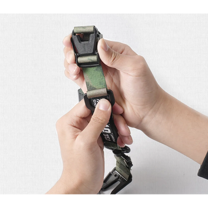Multiple tactical strap hook clips, ideal for organizing camping gear and outdoor equipment