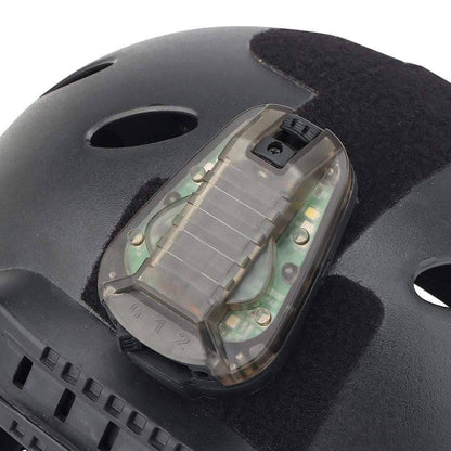 Unisex tactical helmet strobe light for enhanced visibility during outdoor activities or survival scenarios.