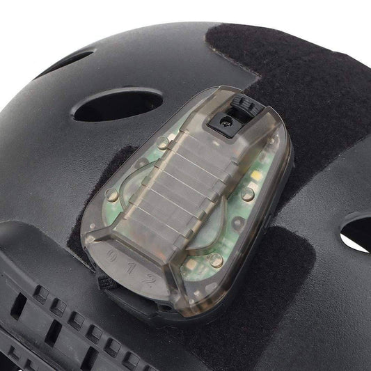Unisex tactical helmet strobe light for enhanced visibility during outdoor activities or survival scenarios.