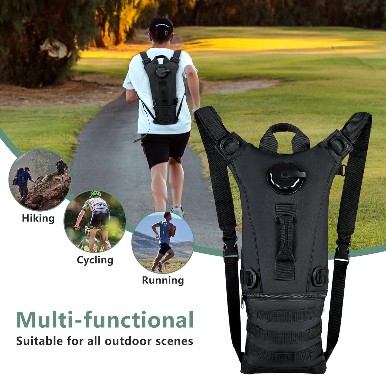 Durable tactical hydration pack, 3L bladder included, perfect for cycling and biking
