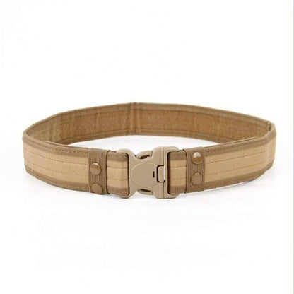Unisex khaki military belt, made from rugged nylon for security & outdoor utility