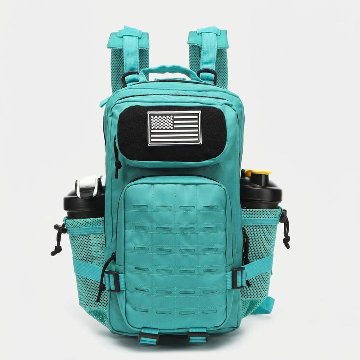 Practical unisex tactical MOLLE rucksack, large capacity for outdoor adventures. Durable military-style hiking & gym bag.