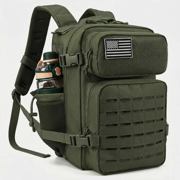 Rugged unisex tactical backpack with modern laser-cut MOLLE system, perfect for outdoor, hiking, and daily carry.