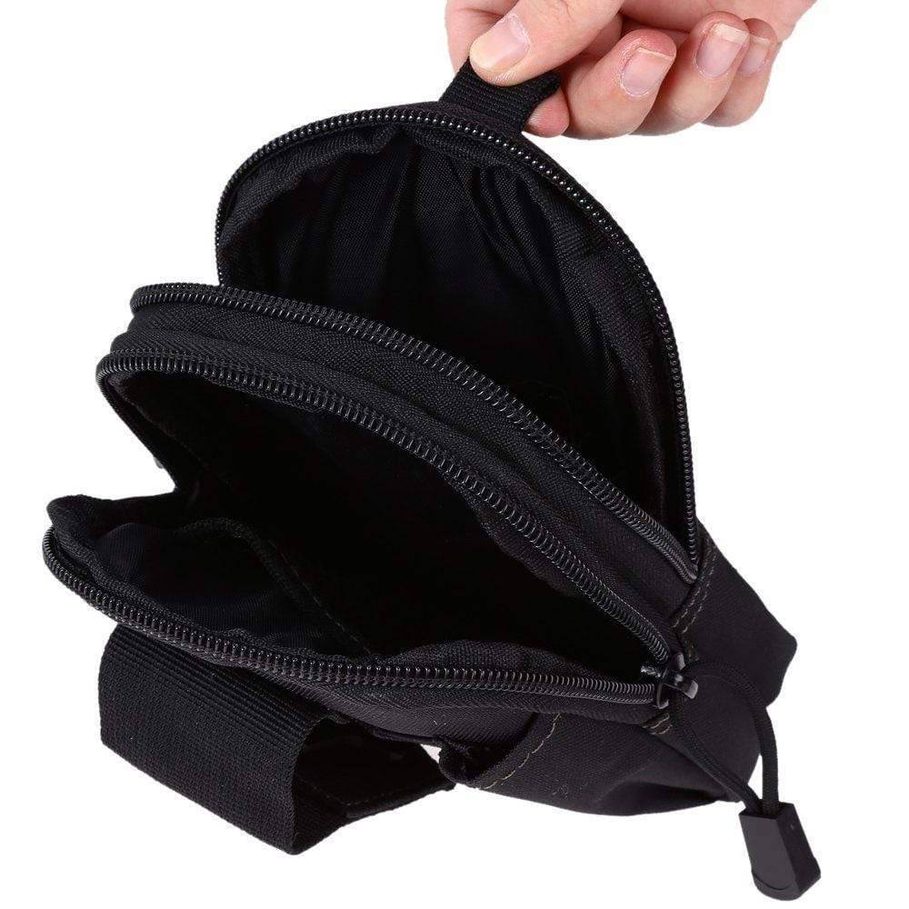 Grey tactical MOLLE pouch, perfect belt bag for outdoor adventure enthusiasts