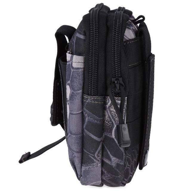 Front view of a rugged MOLLE belt pouch, durable and waterproof for travel