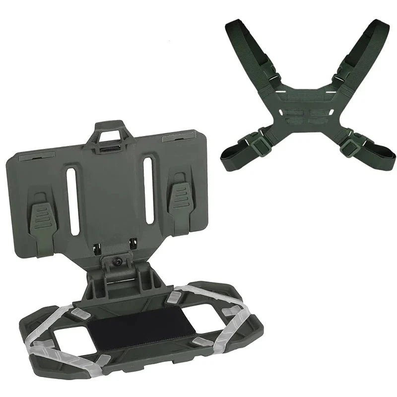 Robust tactical MOLLE phone holder chest mount, ideal for navigation tools