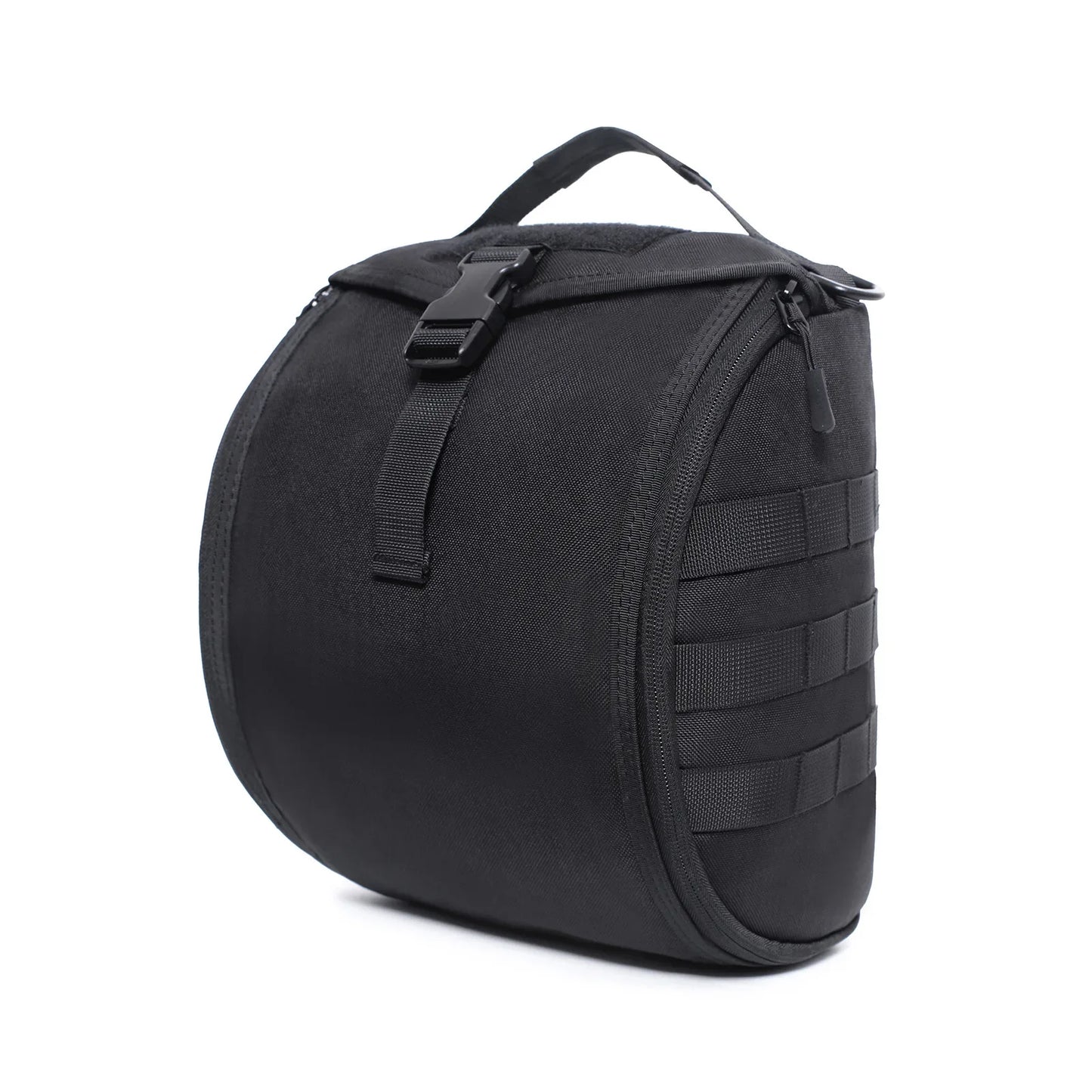 Front view of the unisex tactical helmet bag, showcasing MOLLE webbing for additional gear attachment