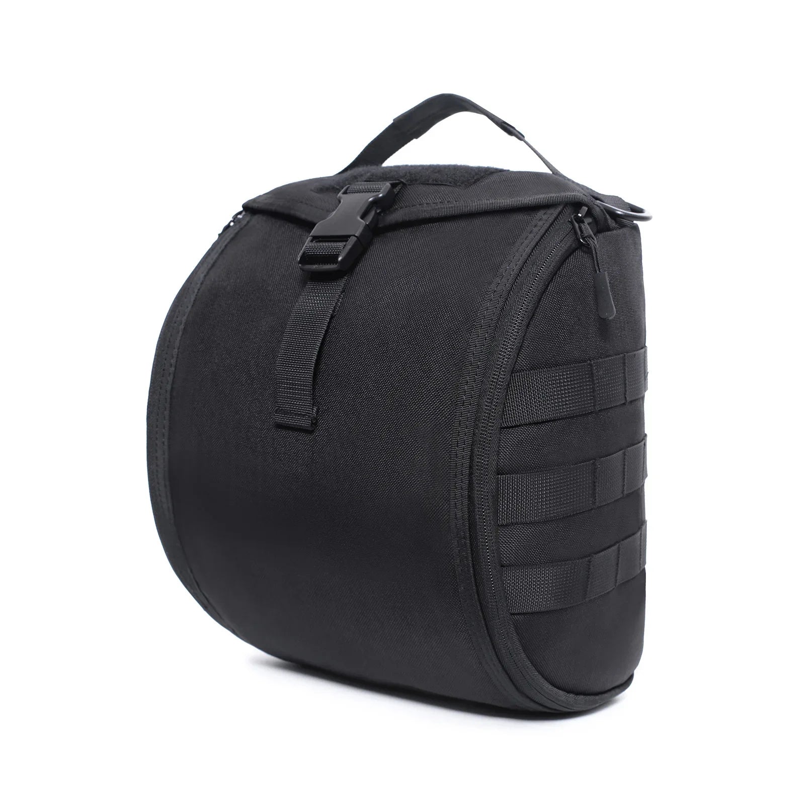Front view of the unisex tactical helmet bag, showcasing MOLLE webbing for additional gear attachment