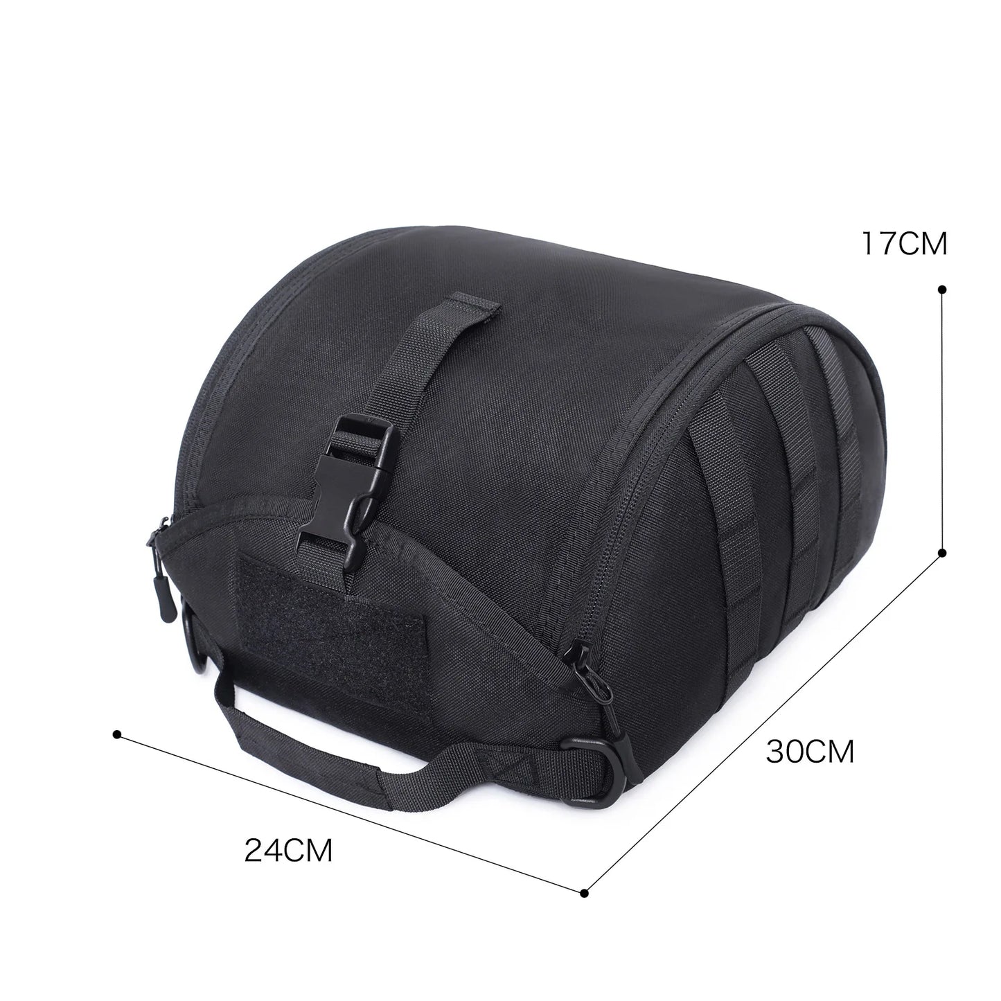 Close-up of the durable nylon fabric and reinforced stitching on the tactical MOLLE helmet bag