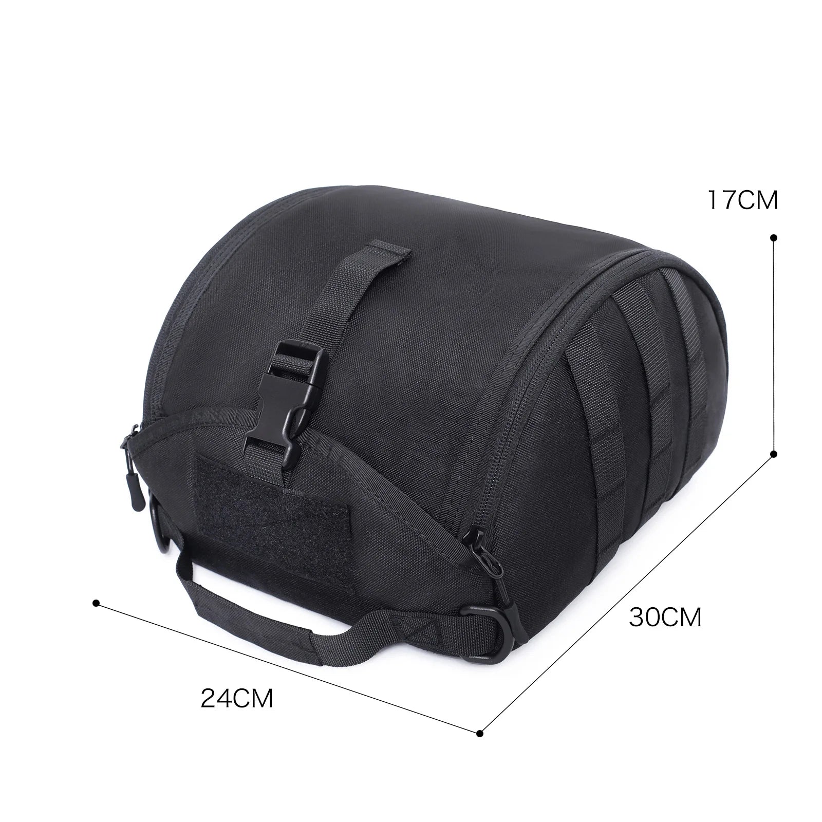 Close-up of the durable nylon fabric and reinforced stitching on the tactical MOLLE helmet bag