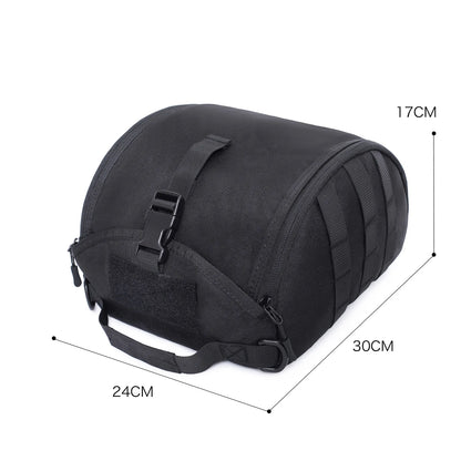 Close-up of the durable nylon fabric and reinforced stitching on the tactical MOLLE helmet bag