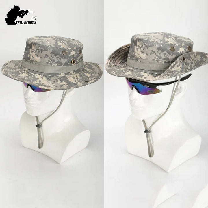 Side view of a military-style boonie hat, ideal for jungle and outdoor survival